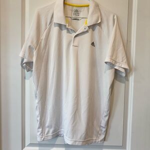 Adidas Men's Classic White Polo with Yellow Accents